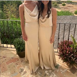 Fame and Partners Champagne Cowl Mermaid Maxi NWT